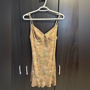 Elegant Green and Gold Mini Dress